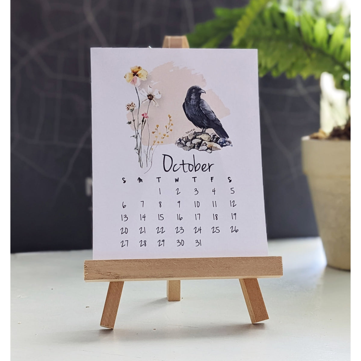 2026 Bird & Wildflower Desk Calendar - 12 Month Watercolor Calendar With Stand