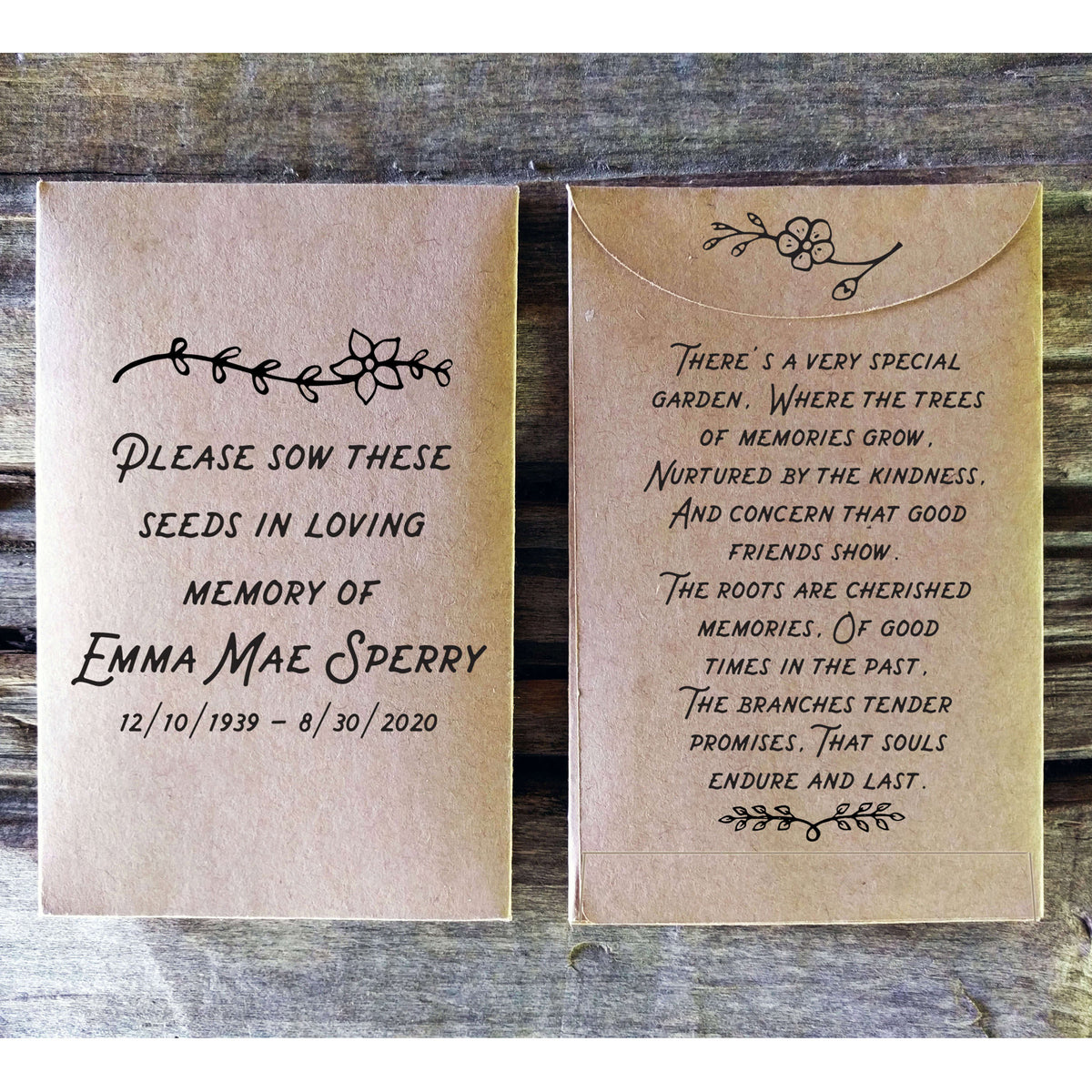 plant these seeds in loving memory Memorial Seed Packet Favor