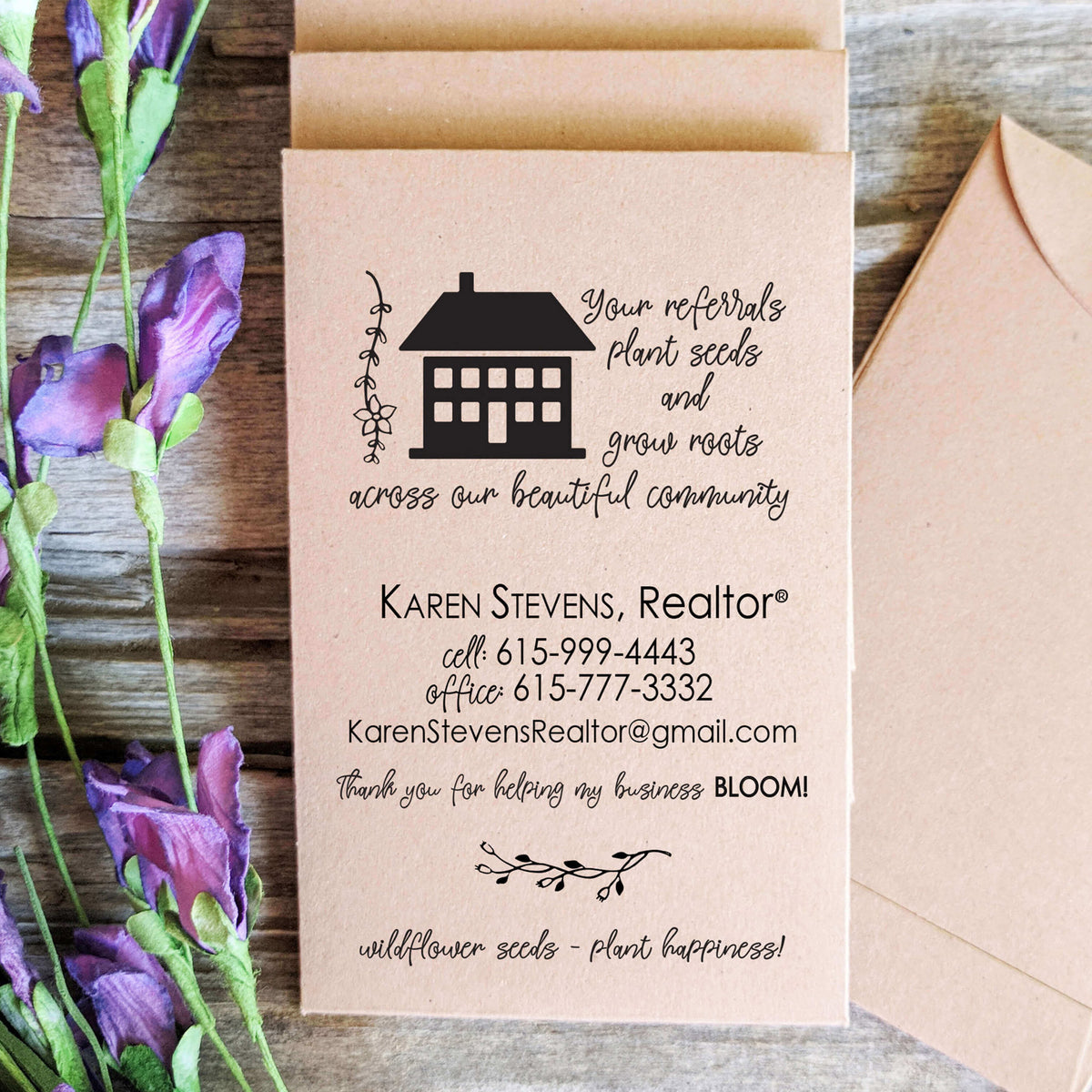 wildflower seed business cards Real Estate Business Card Promotional Seed Packets