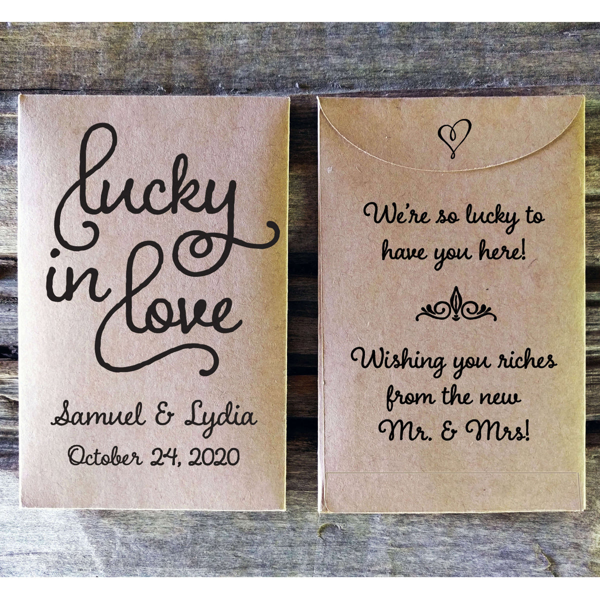 DIY Custom Kraft Lottery Ticket Wedding Favor Packet Envelopes - Many deals Colors Available