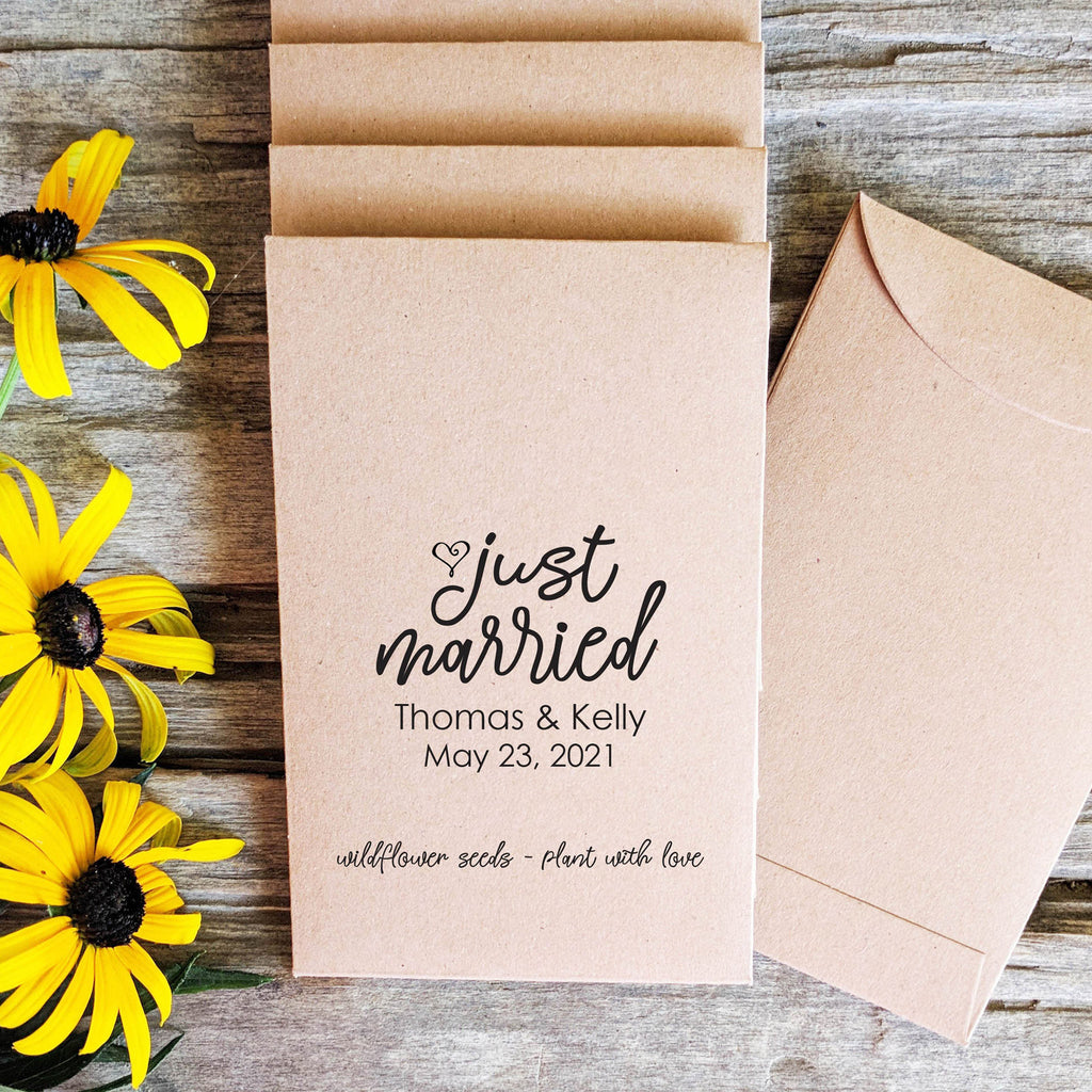 Wedding Favor Seed Packets Just Married Favorfully