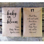 Load image into Gallery viewer, baby shower seed packet favor rustic envelope baby in bloom favorfully