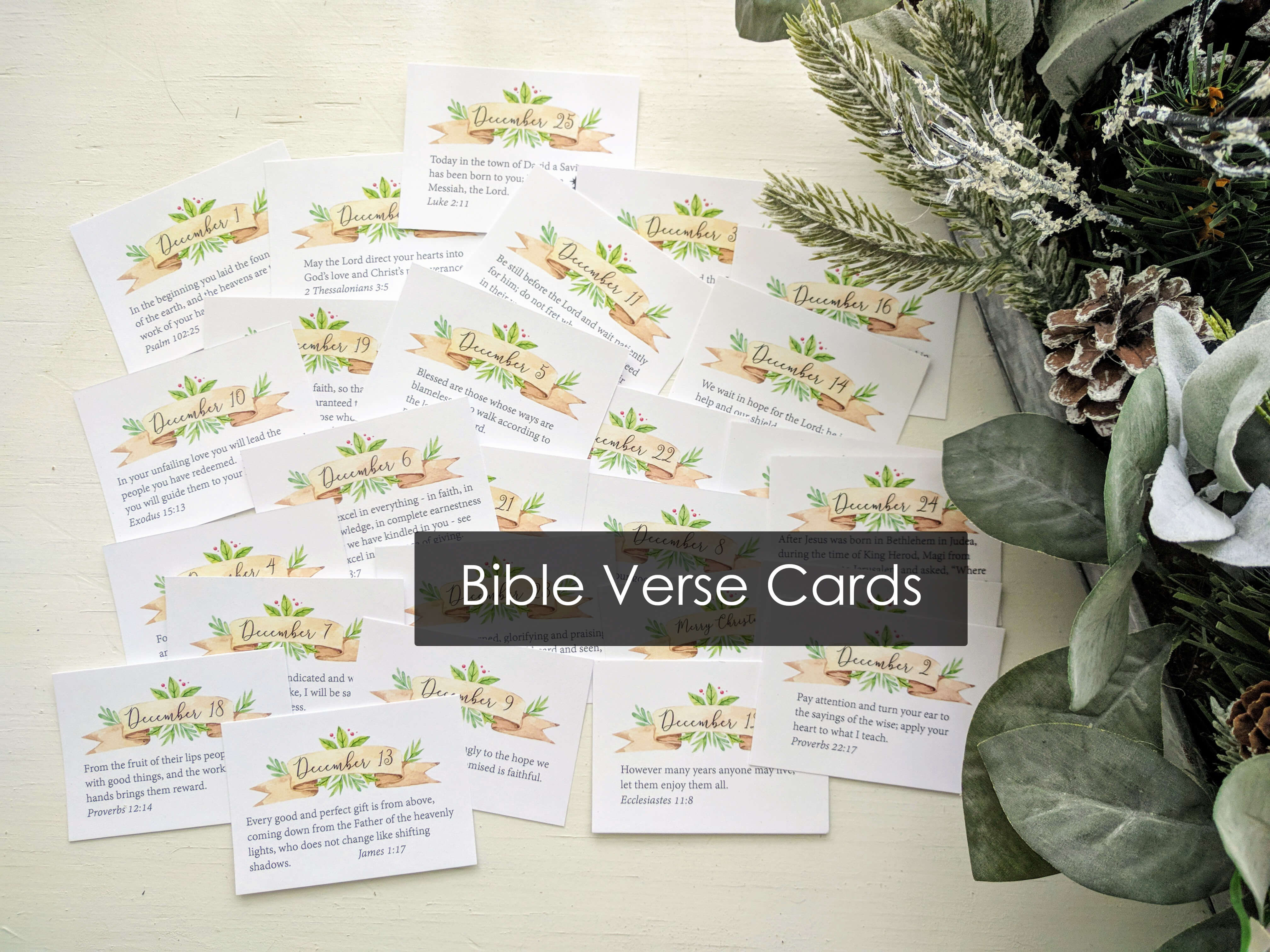 Advent Calendar Bible Verse cards included