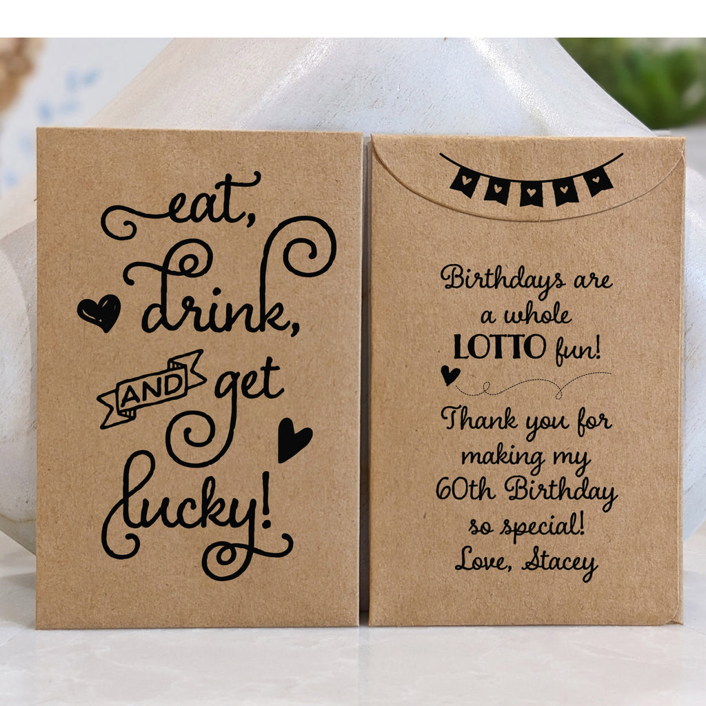 Birthday Party Favor Lottery Ticket Envelope Eat Drink Get Lucky Favorfully