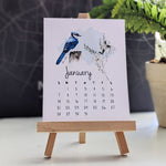Load image into Gallery viewer, calendar 12 month wildflower and birds blue jay
