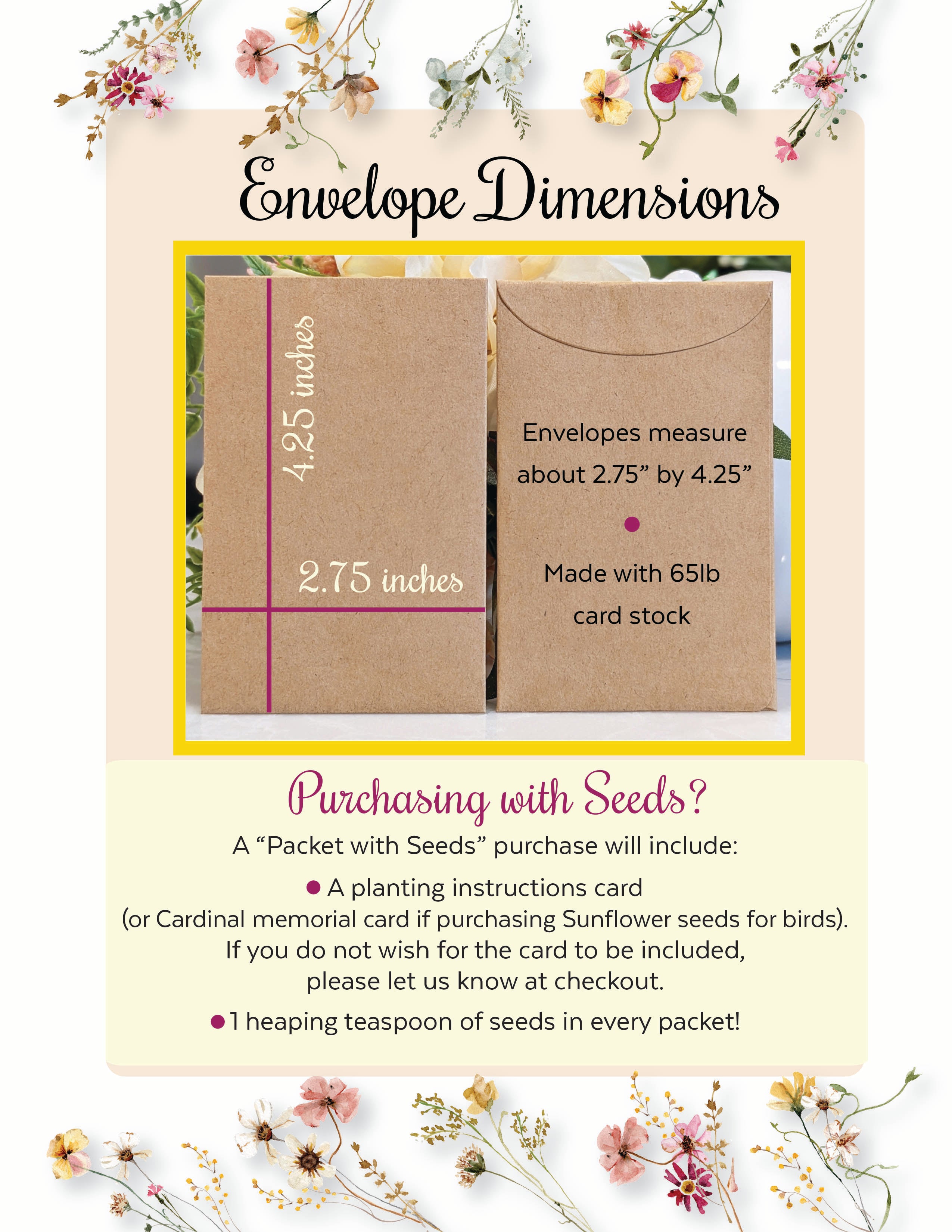 Anniversary Party Favors - Seed Packet Envelope Gifts for Guests