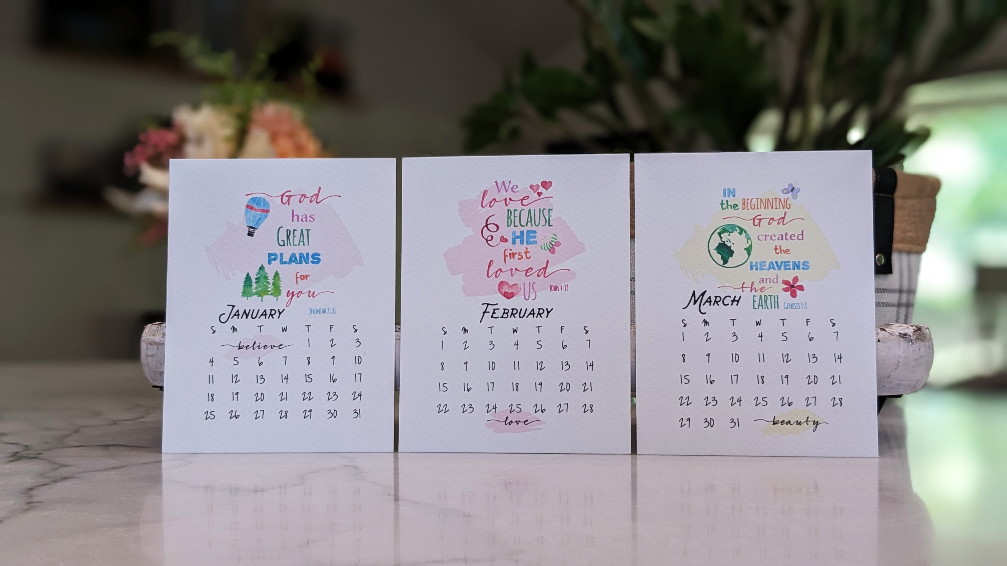 2026 Bible Verse Desk Calendar - The Word in Watercolor