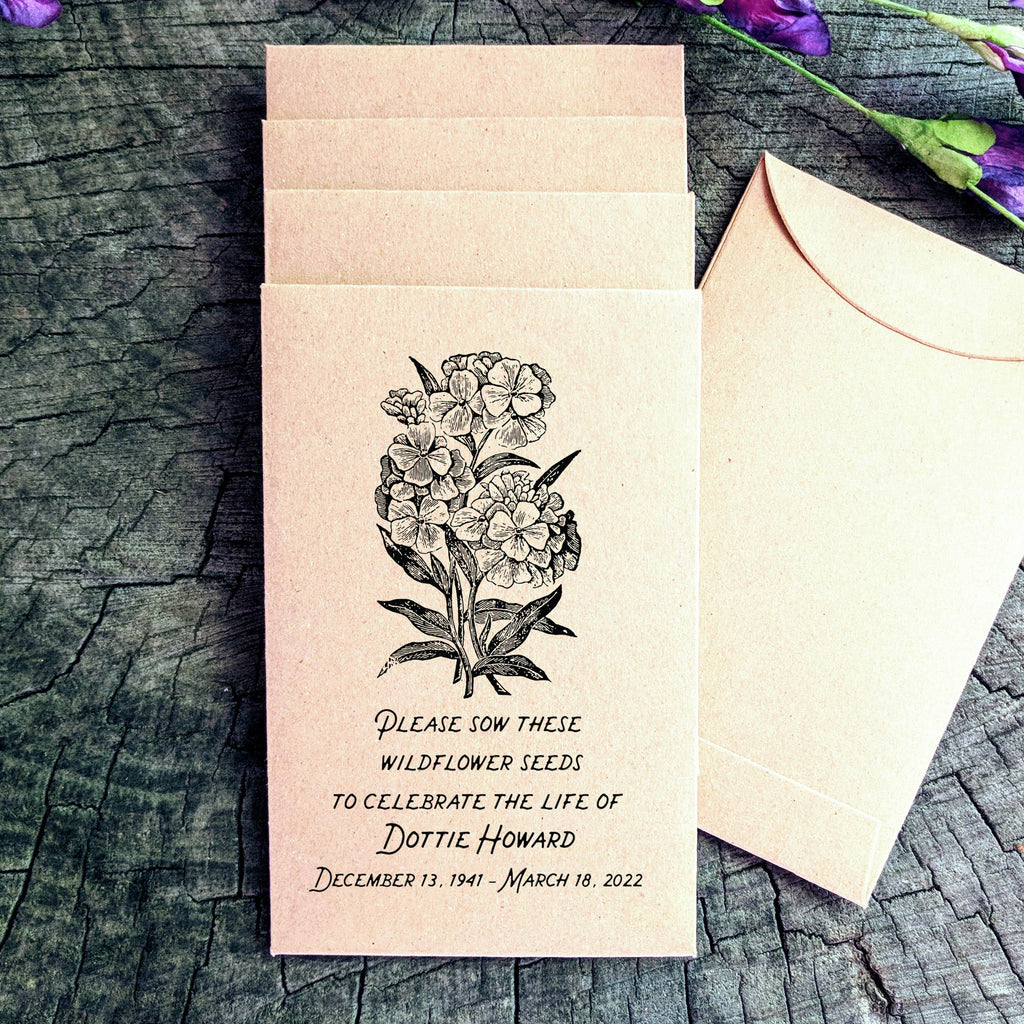 Memorial Celebration of Life Seed Envelope Personalized Favor Favorfully
