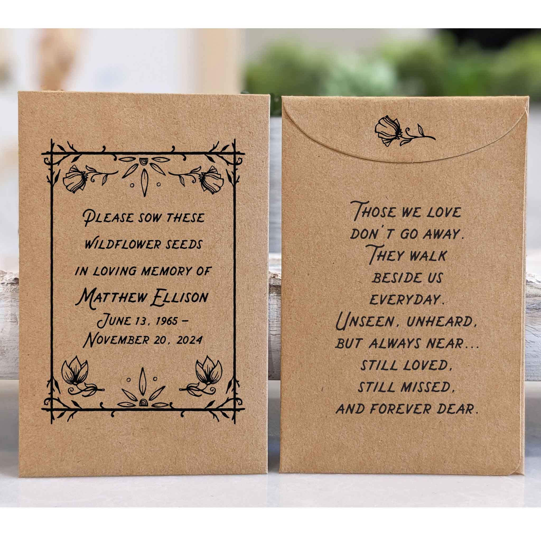 Memorial Celebration of Life Seed Packet Favor Funeral Favorfully