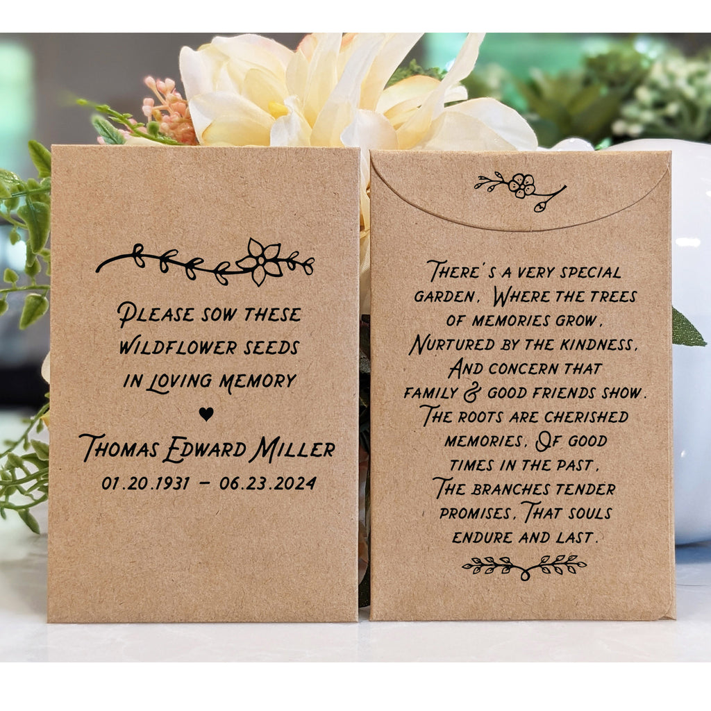 Memorial Celebration of Life Seed Packet Favor Funeral Special Garden Favorfully