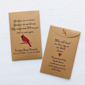 Memorial Seed Packet Funeral Favor Cardinal Celebration of Life Favorfully