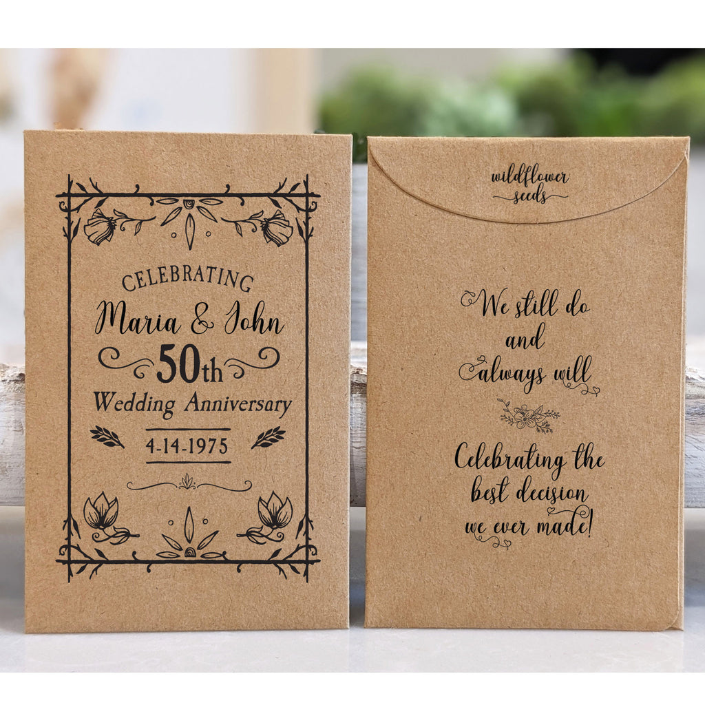 Wedding Anniversary Celebration Party Favor Seed Packets 