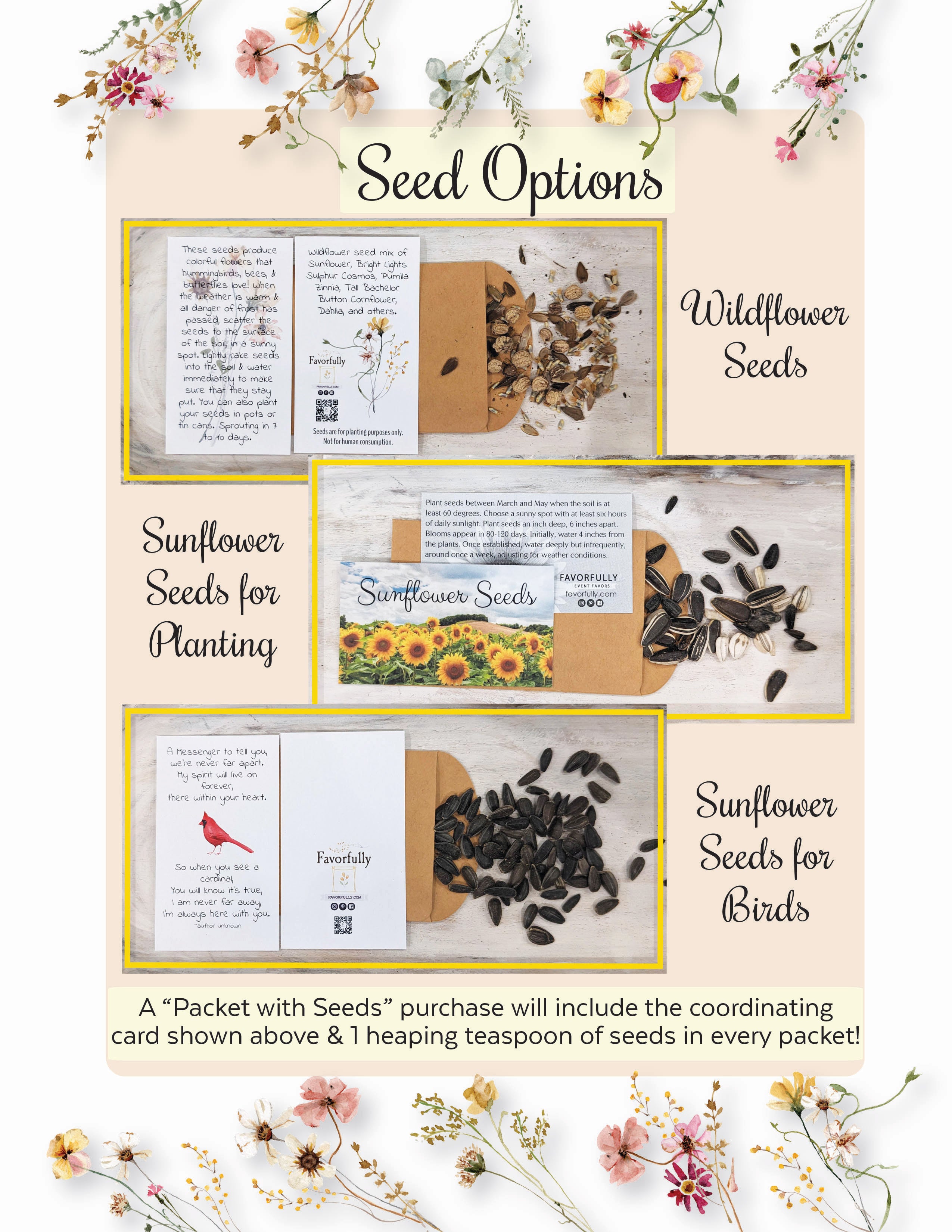 Funeral Seed Envelope Favors for Guests - Those We Love Don't Go Away