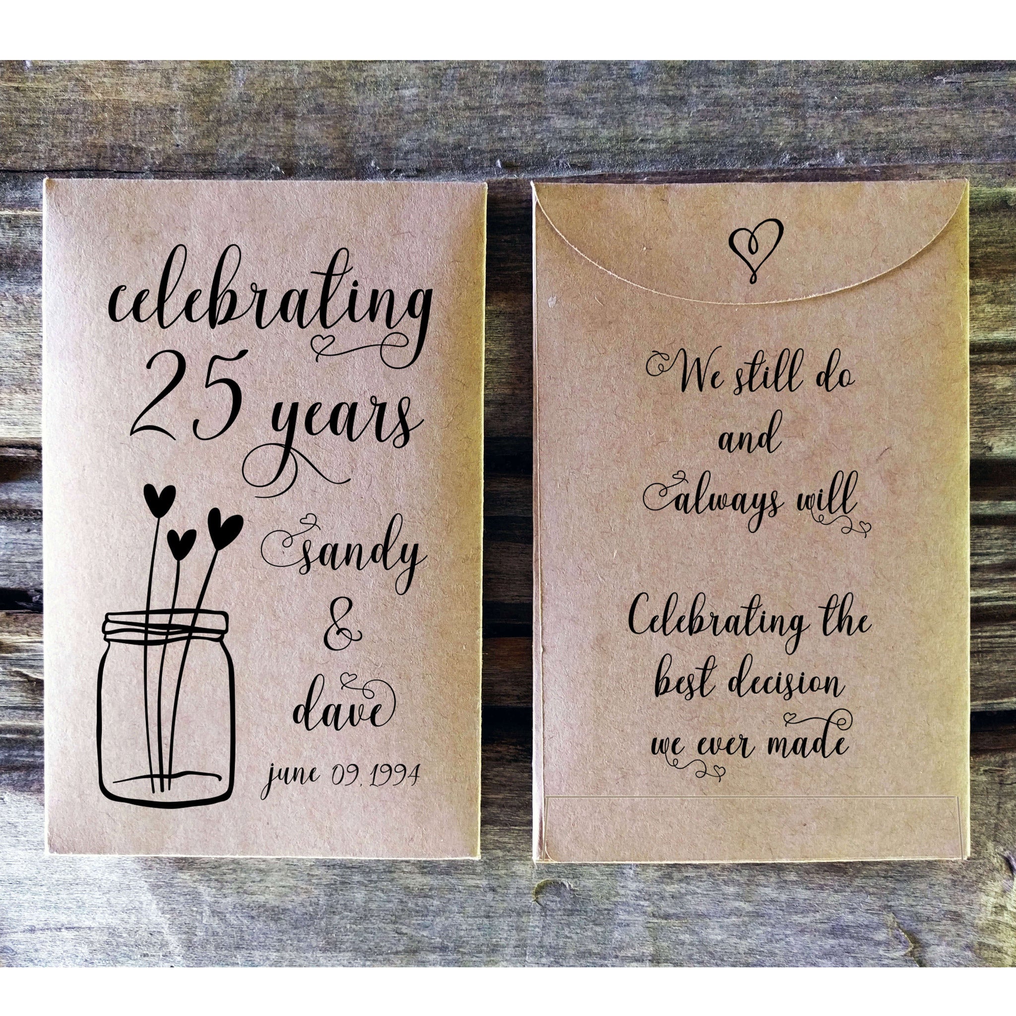 Anniversary Party Favor Seed Packet Envelope Favorfully