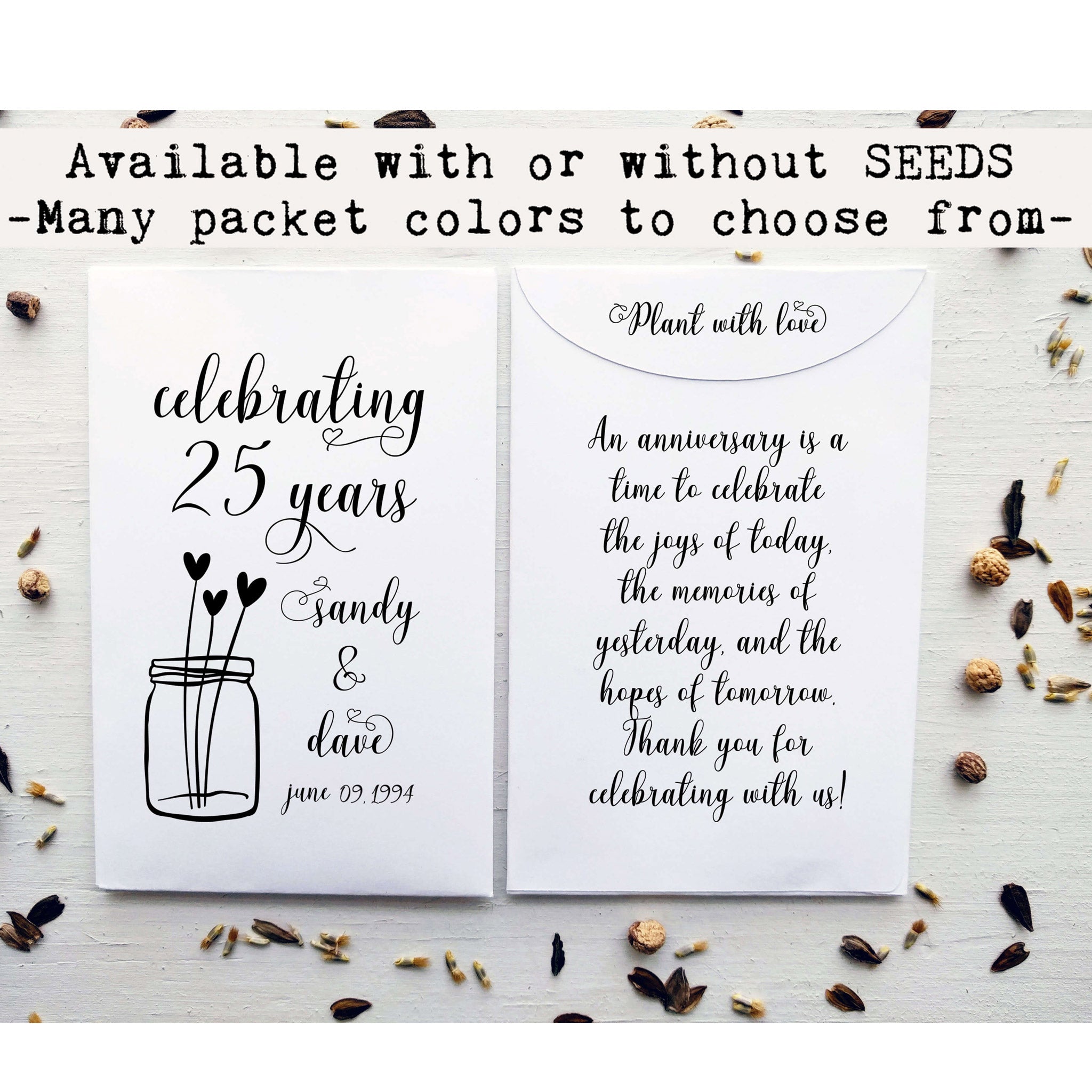 Anniversary Party Favor Wildflower Seed Packet Envelope Favorfully