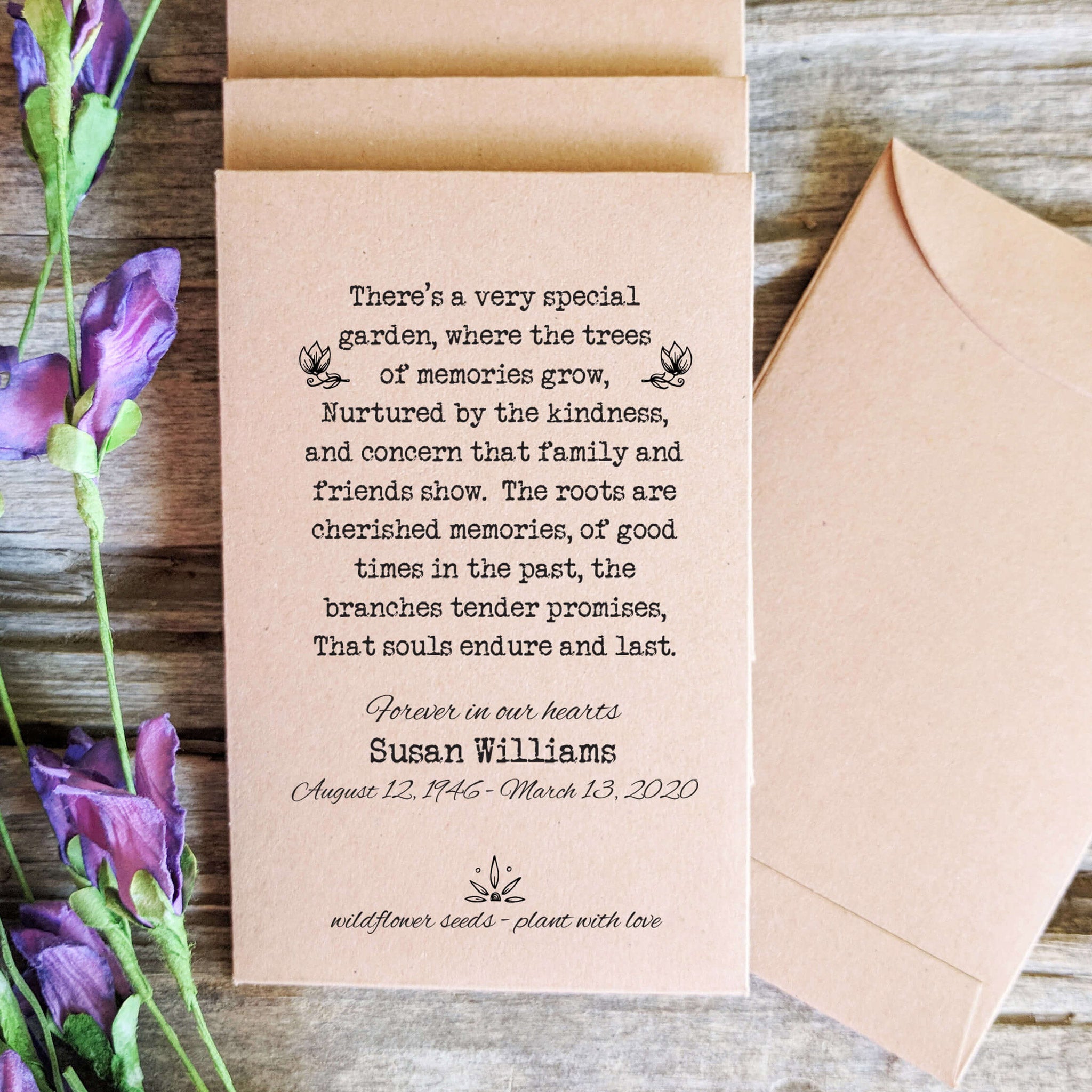 memorial flower seed packets Funeral Seed Packet Favors