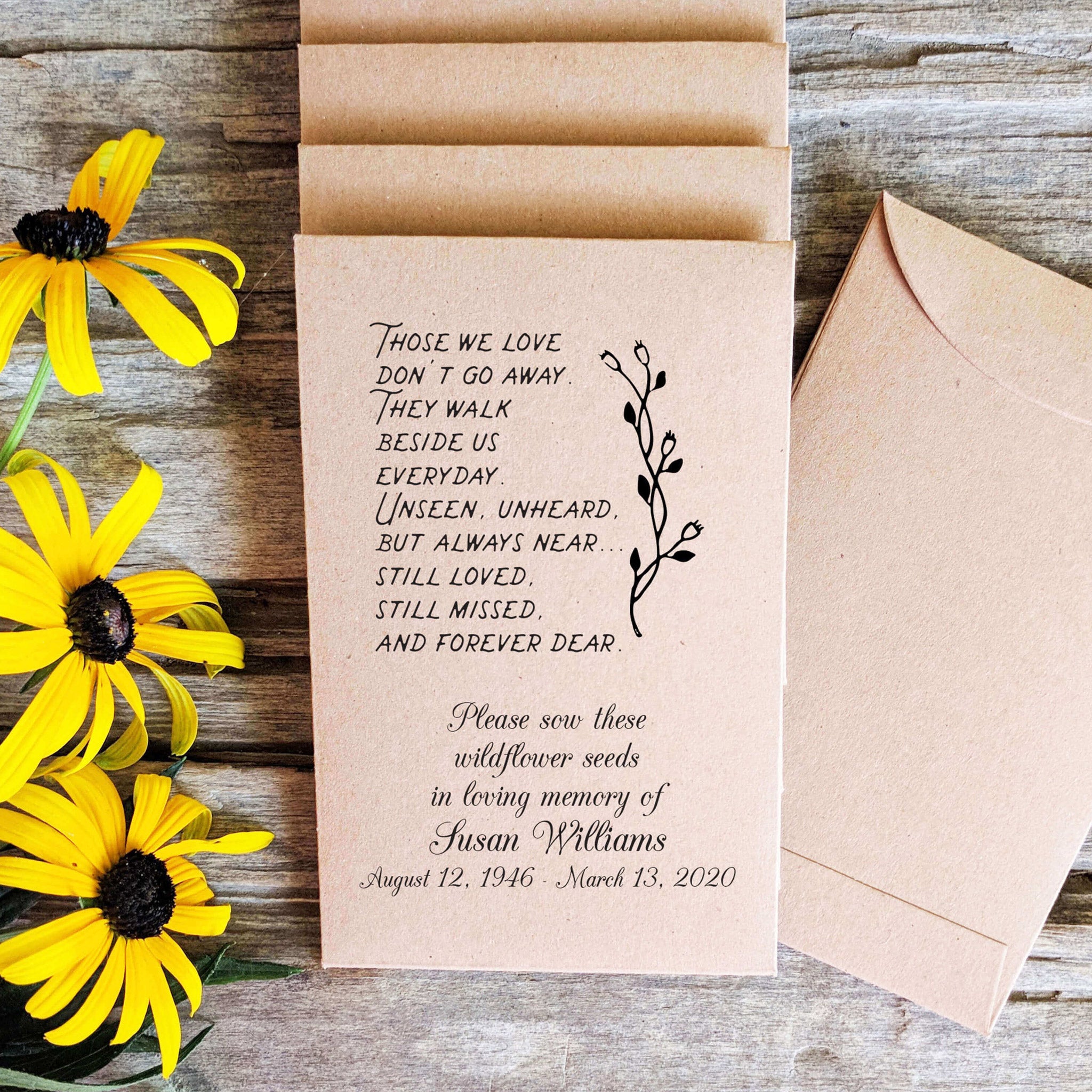 Celebration of Life Seed Packet Favors for Guests - Those We Love Don
