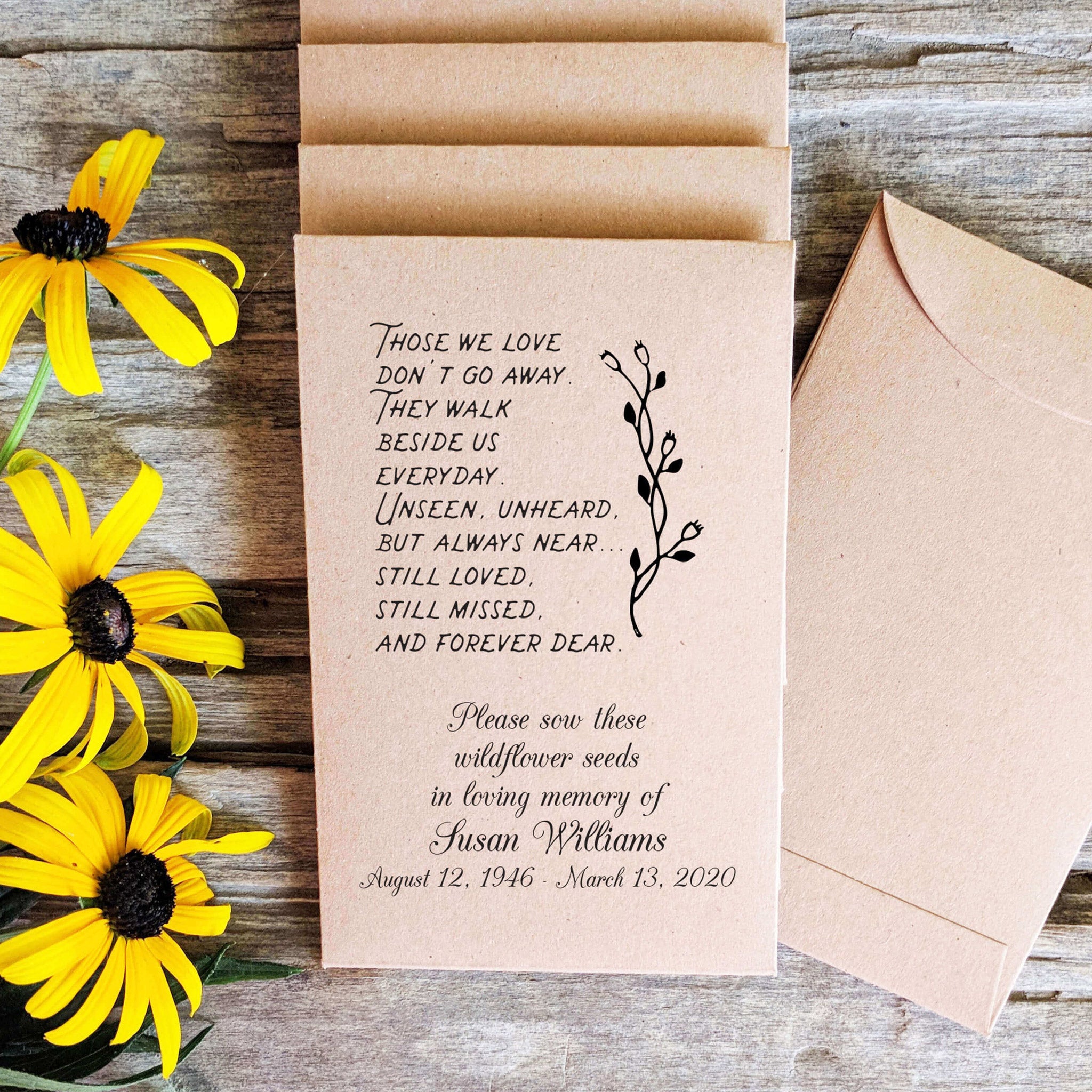 memorial flower seeds Celebration of Life Seed Packet Favors for Guests