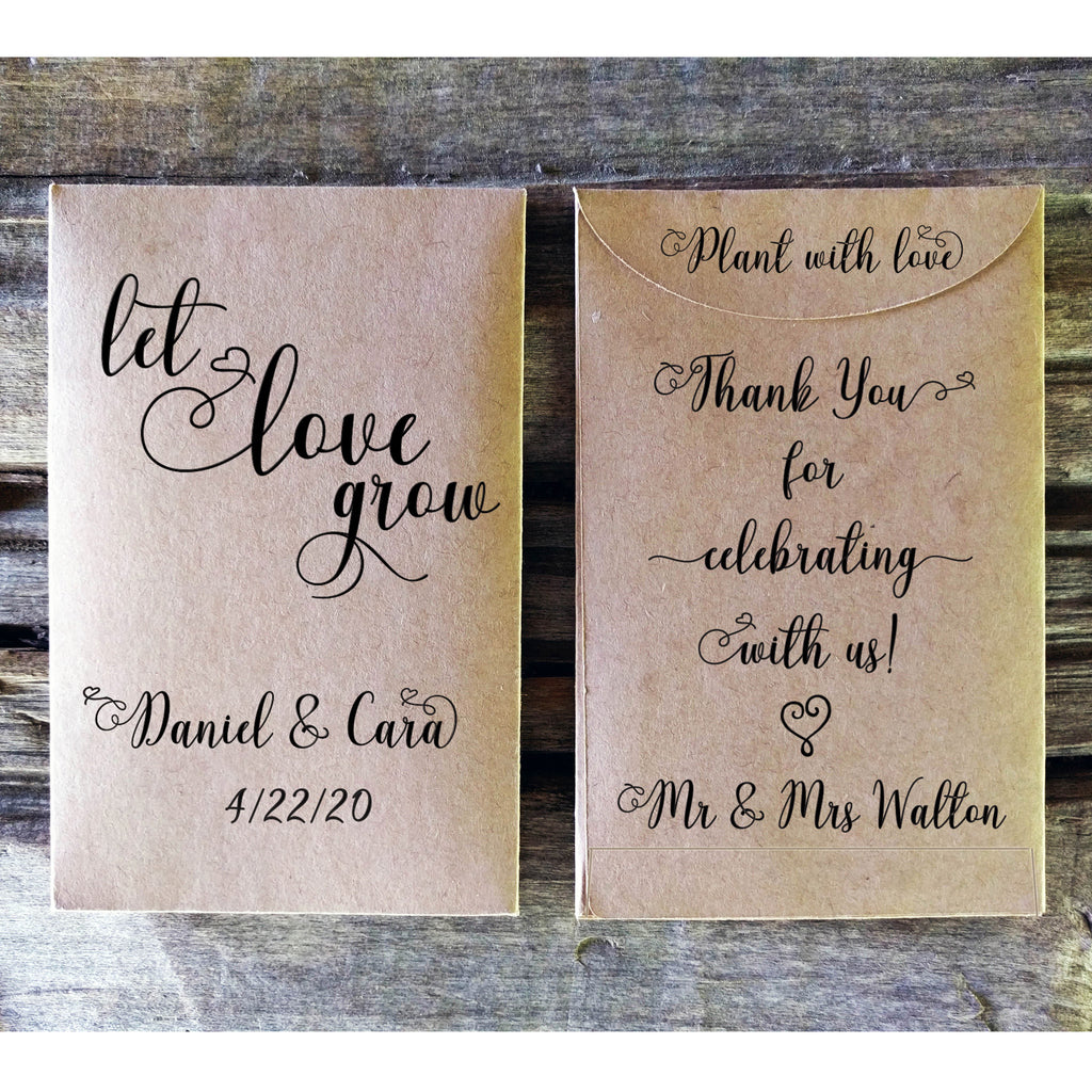 Let Love Grow Wedding Favor Wildflower Seed Packets Rustic Envelopes Favorfully