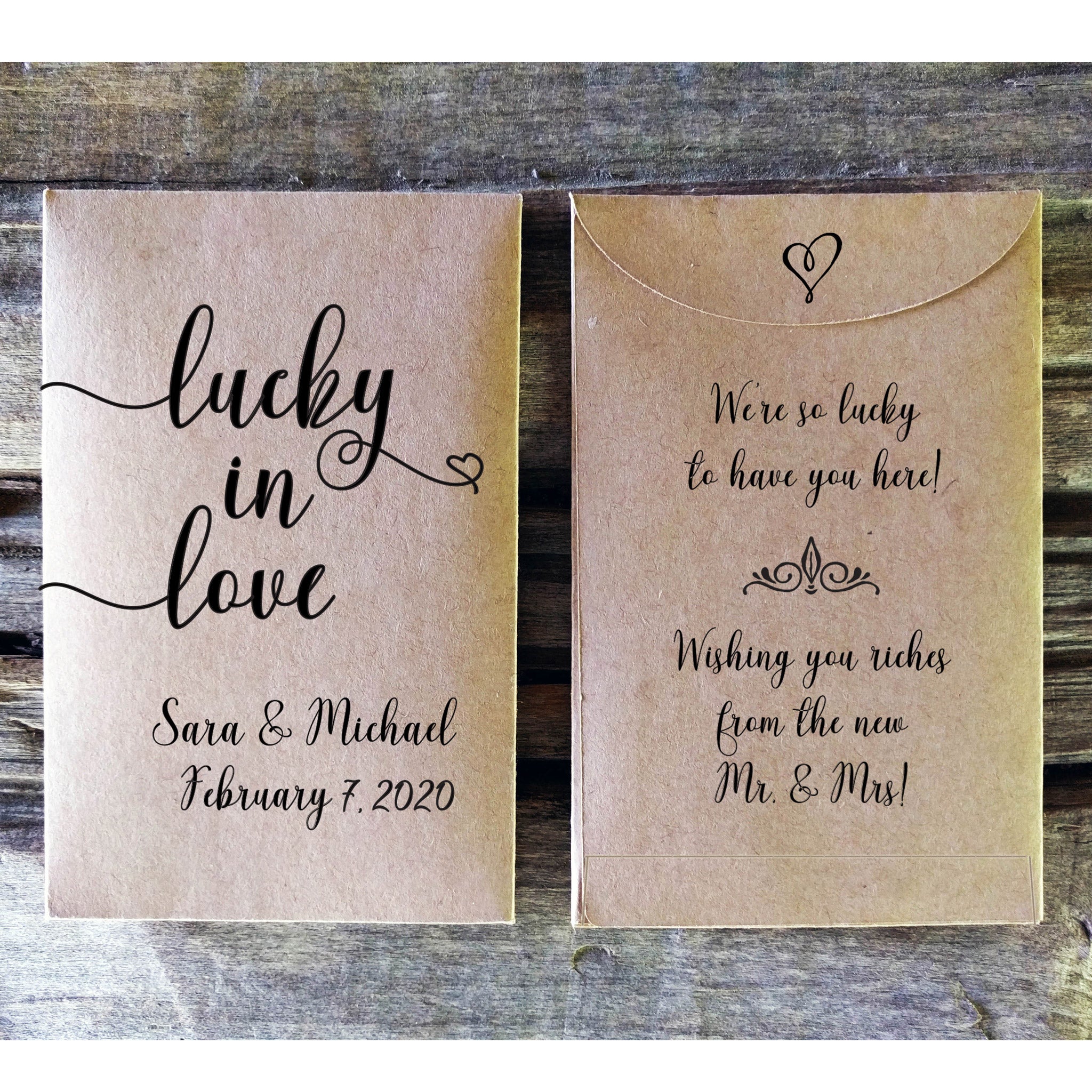 Lucky in Love Wedding Favor Lottery Ticket Envelope Favorfully