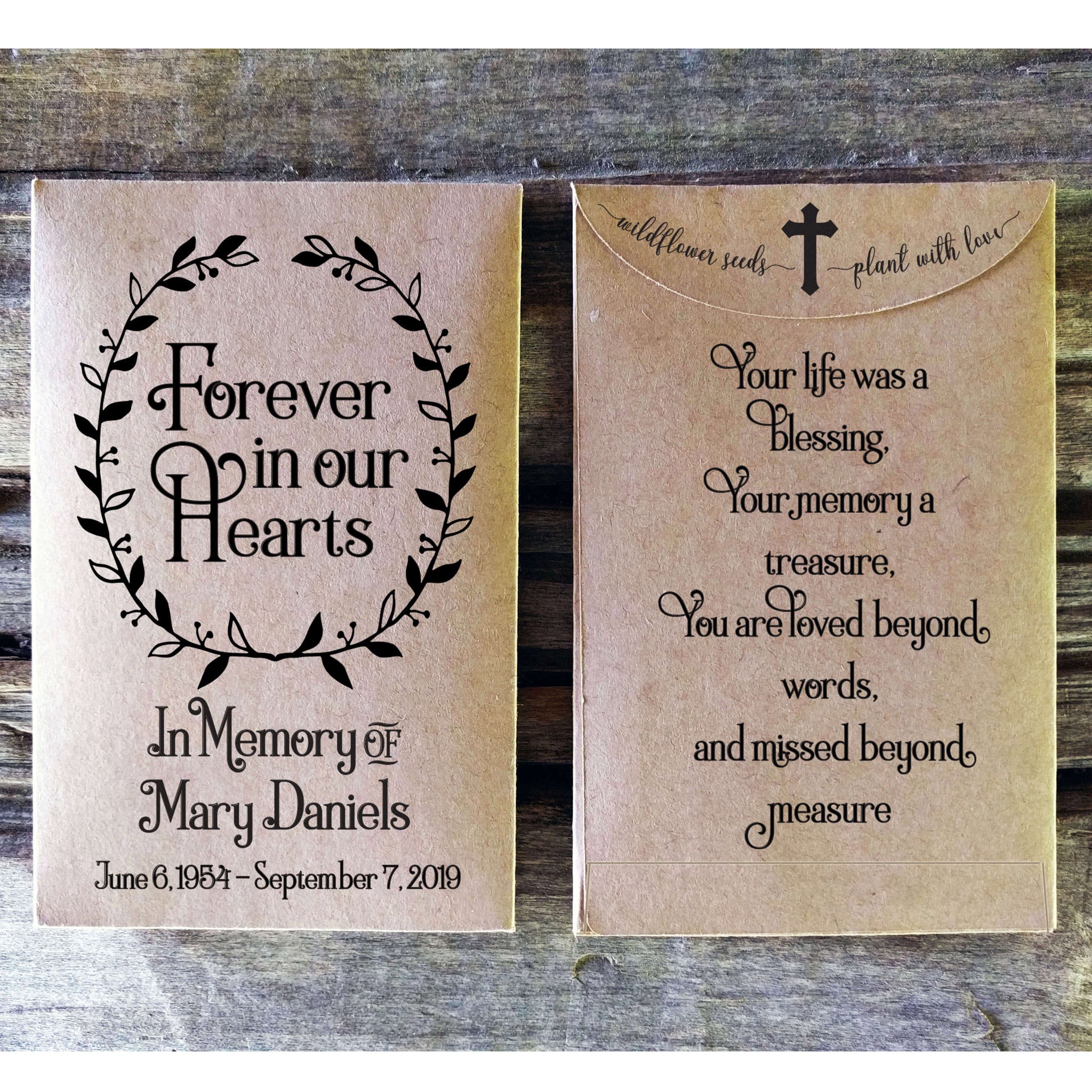 flower seed packets for memorial service Memorial Seed Envelope Favors for Guests