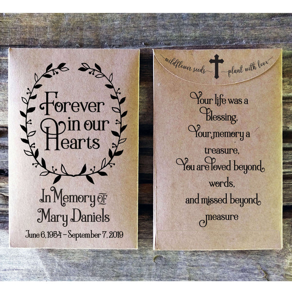 funeral flower seed packets Memorial Seed Envelope Favors for Guests