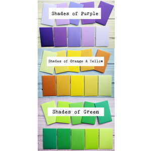 Seed Packet Envelope Colors Shades Purple Green Orange Yellow favorfully