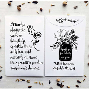 Seed Packet Teacher Appreciation Gift Custom Favors Favorfully