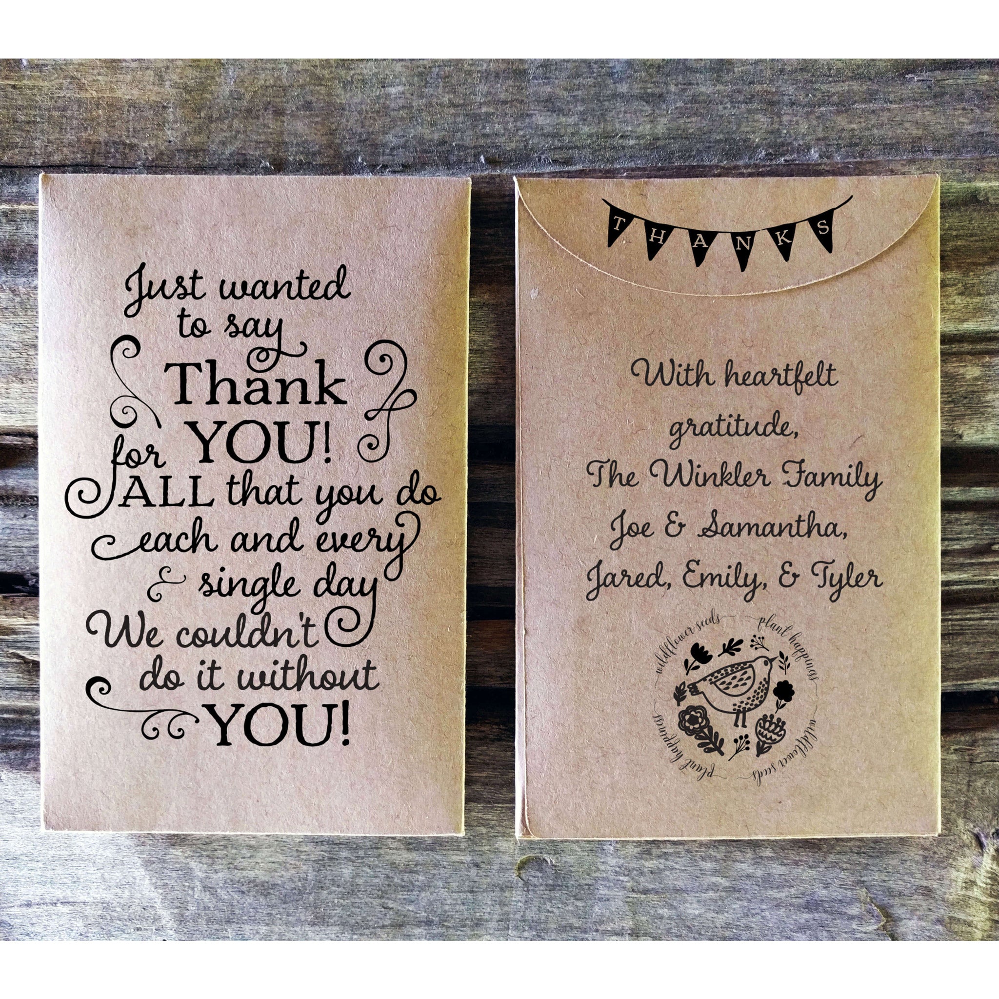 Teacher Appreciation Gift Seed Packet Favors Custom Thank You Favorfully