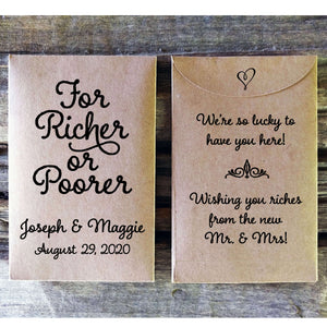 Wedding Favor Lottery Ticket Rustic Envelope For Richer or Poorer Favorfully