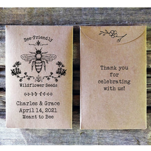 Wedding Favor Seed Packets Bee Friendly Wildflower Rustic Envelopes Meant to Bee Favorfully