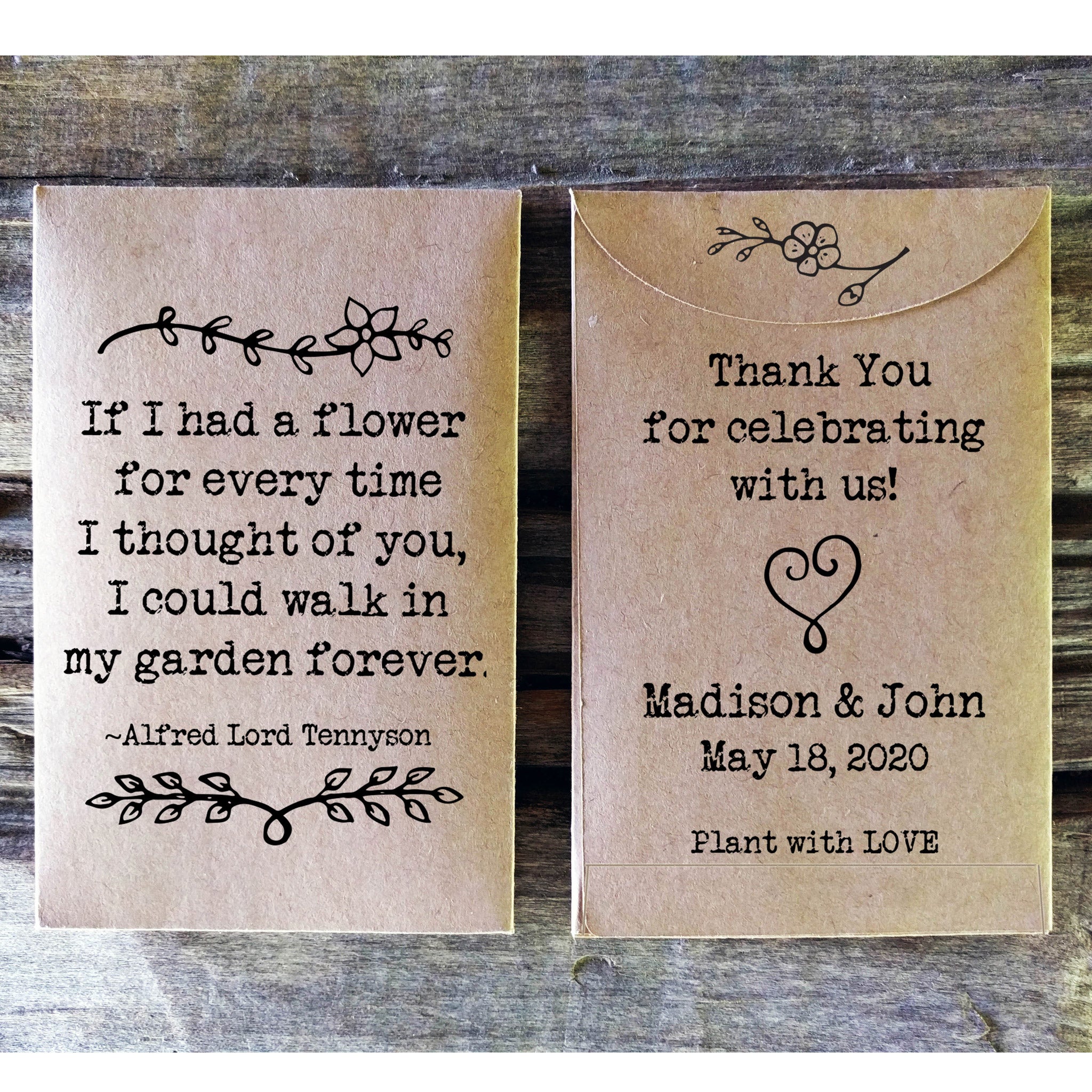 flower seed wedding favors Rustic Wedding Favor Seed Packets