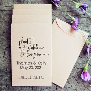 Wedding Shower Favor Seed Packets Watch Love Grow Favorfully