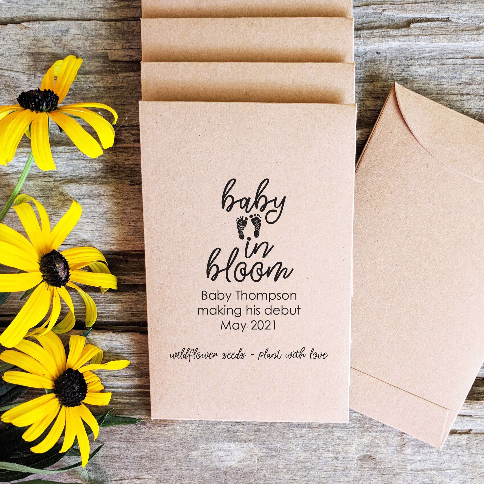 baby in bloom flower seeds Baby Shower Favor