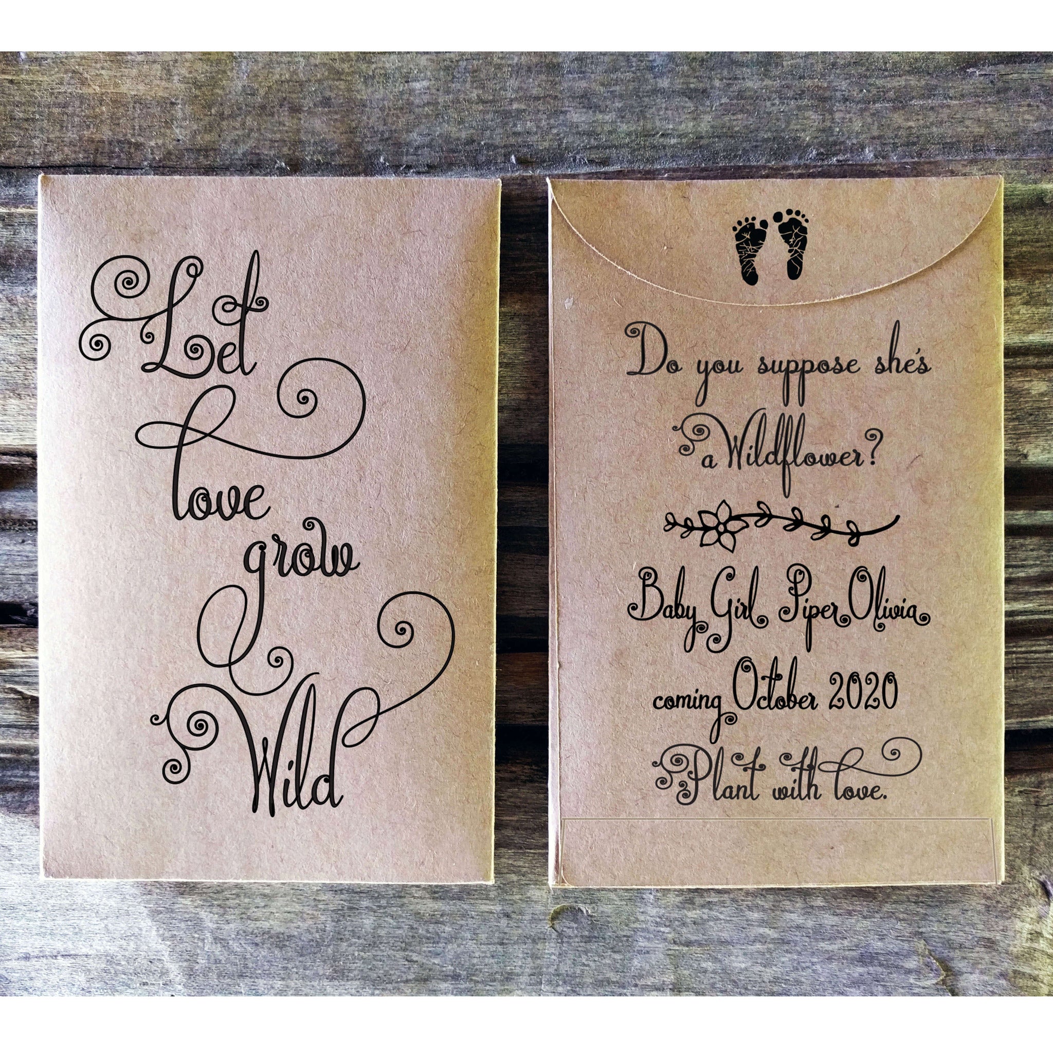 baby shower seed packet favor Let Love Grow Wild favorfully