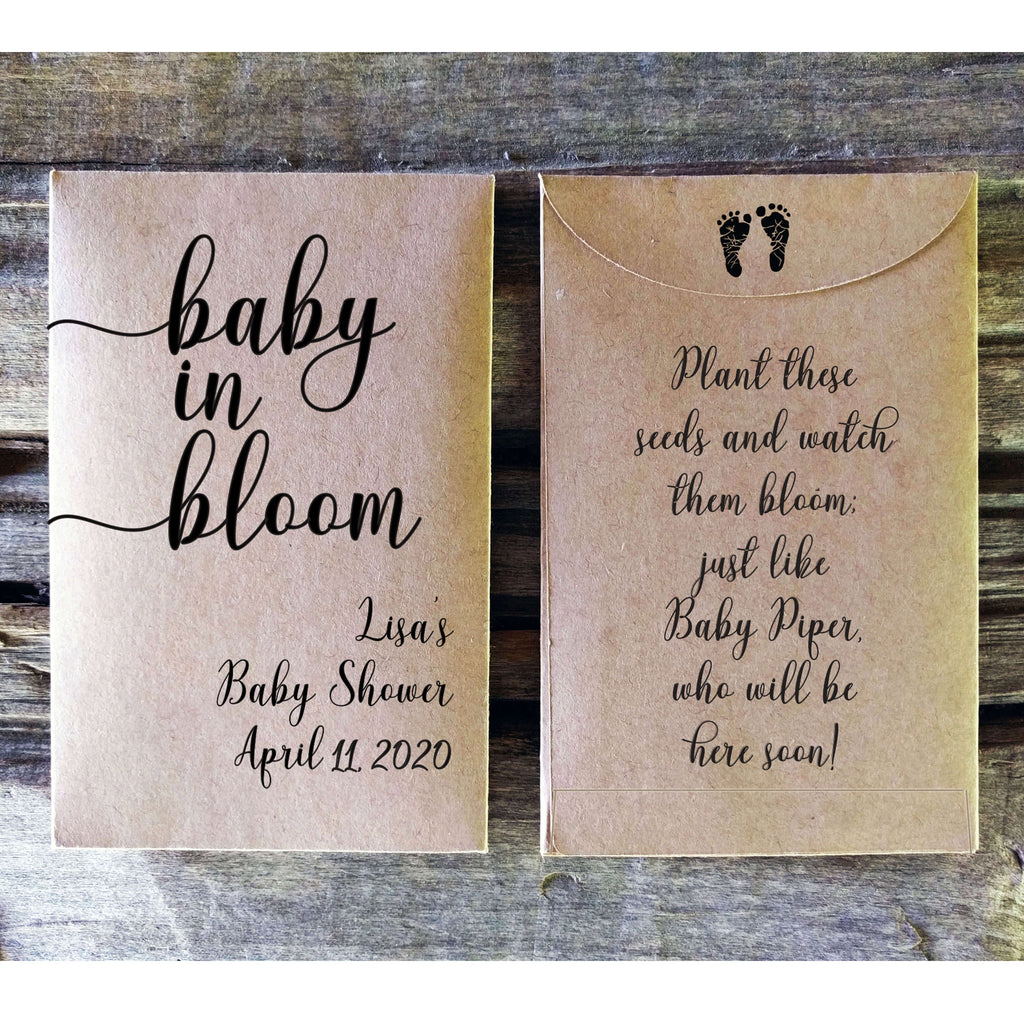 baby shower seed packet favor rustic envelope baby in bloom favorfully