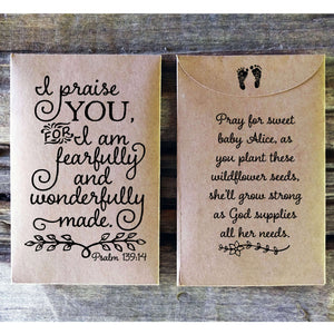 christian baby shower seed packet favor Psalm 139 favorfully