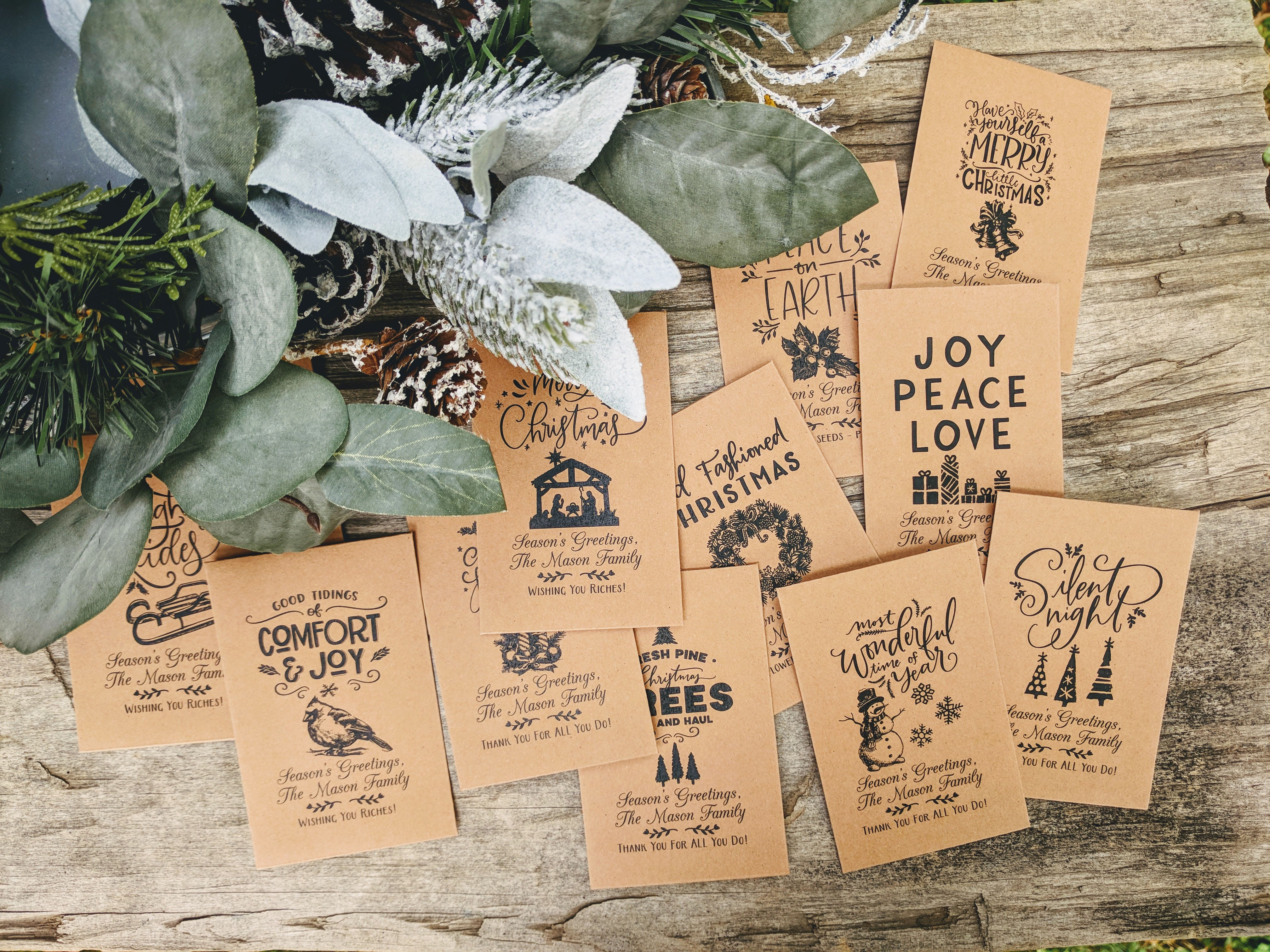 Christmas Card Envelopes include 12 different designs 