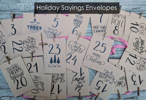 Christmas Advent Calendar Holiday Sayings Envelopes