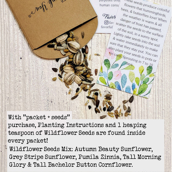 wildflower seed planting instructions Wedding Seed Packet Envelope Favor